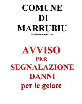 Avviso pubblico per per la segnalazione danni causati alle colture a seguito delle gelate del 25 e 26 Marzo 2020
